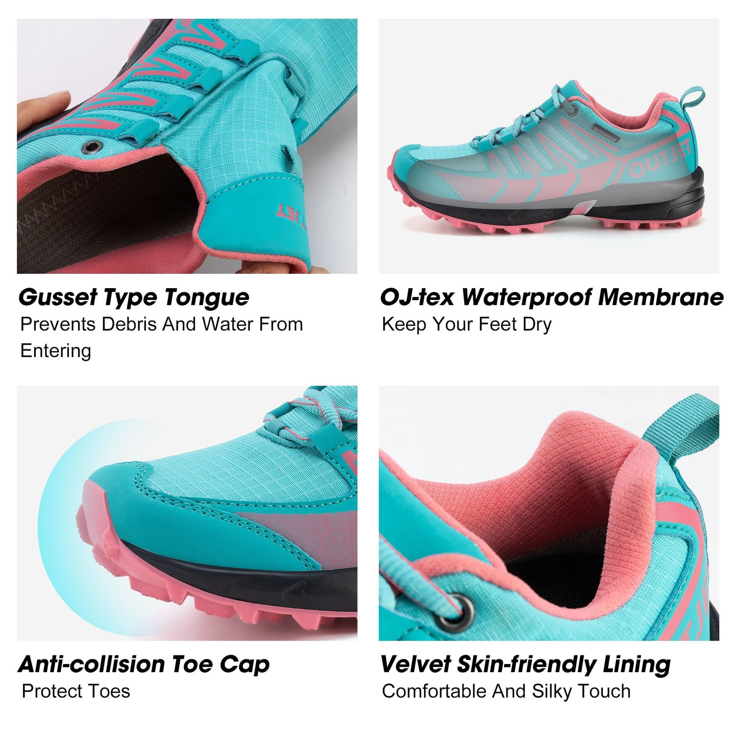 Women's Waterproof Hiking Shoes Lightweight Non-Slip Trails Walking Shoes Outdoor Sneakers