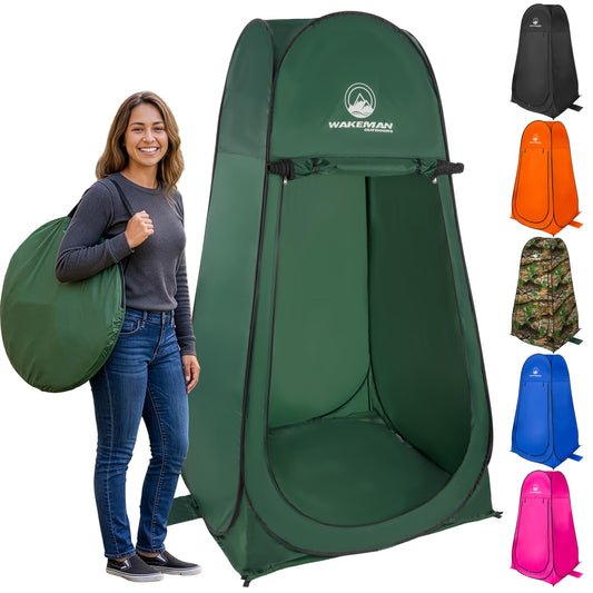 Wakeman Pop Up Changing Tent, 3.3 x 3.3 x 6.2ft, Camping Shower Tent for Portable Toilet Stall or Dressing Room with Carry Bag for Camping, Beach, or Tailgate, Polyester