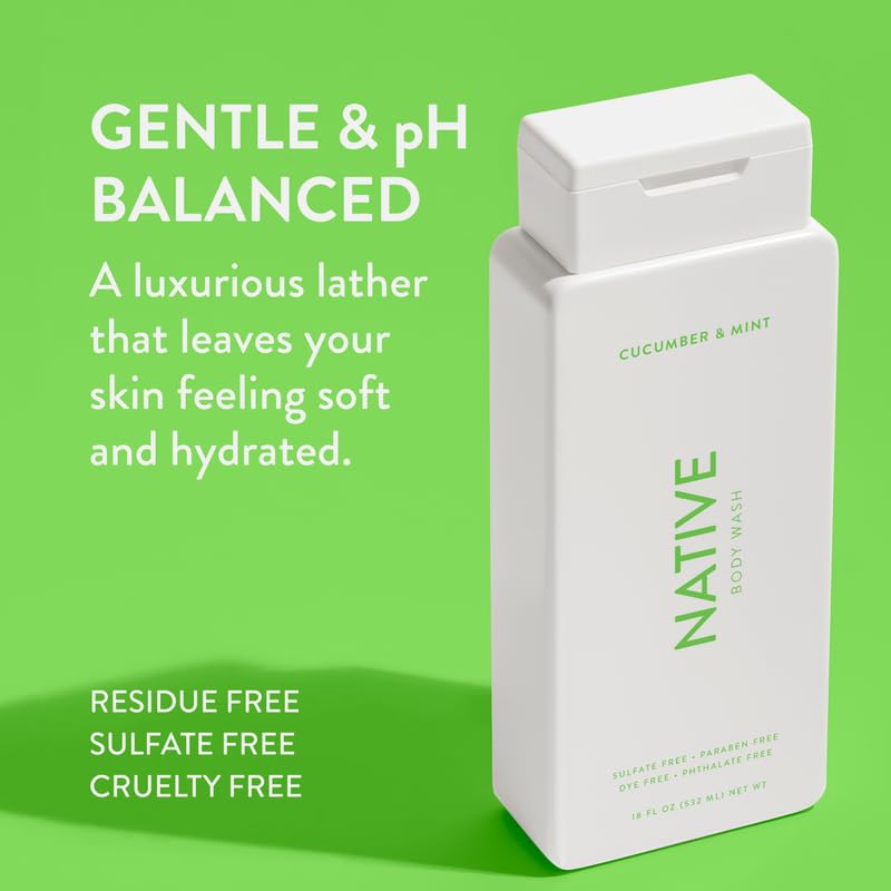 Native Body Wash Contains Naturally Derived Ingredients | For Women & Men, Sulfate, Paraben, & Dye Free Leaving Skin Soft and Hydrating | Sea Salt & Cedar 18 oz