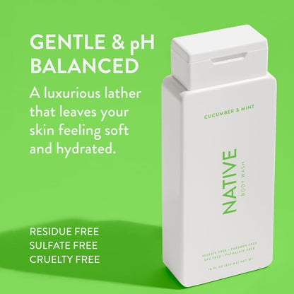 Native Body Wash Contains Naturally Derived Ingredients | For Women & Men, Sulfate, Paraben, & Dye Free Leaving Skin Soft and Hydrating | Sea Salt & Cedar 18 oz