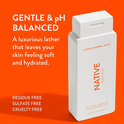 Native Body Wash Contains Naturally Derived Ingredients | For Women & Men, Sulfate, Paraben, & Dye Free Leaving Skin Soft and Hydrating | Sea Salt & Cedar 18 oz