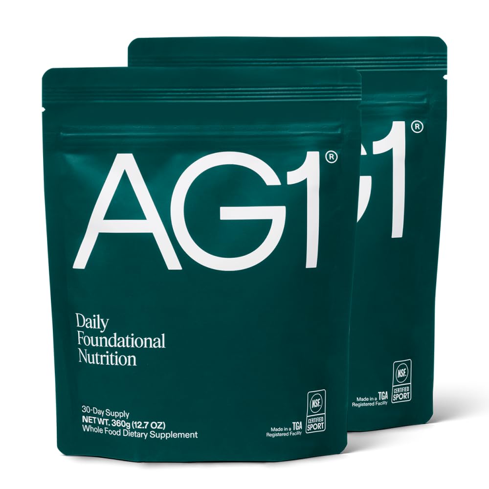 AG1 Greens Powder Supplement | Improve Gut Health | Multivitamin, Probiotic, Gluten Free, Vegan and Keto Friendly | Shaker & Scoop Included | 75 Vitamins (Athletic Greens), Classic Formula