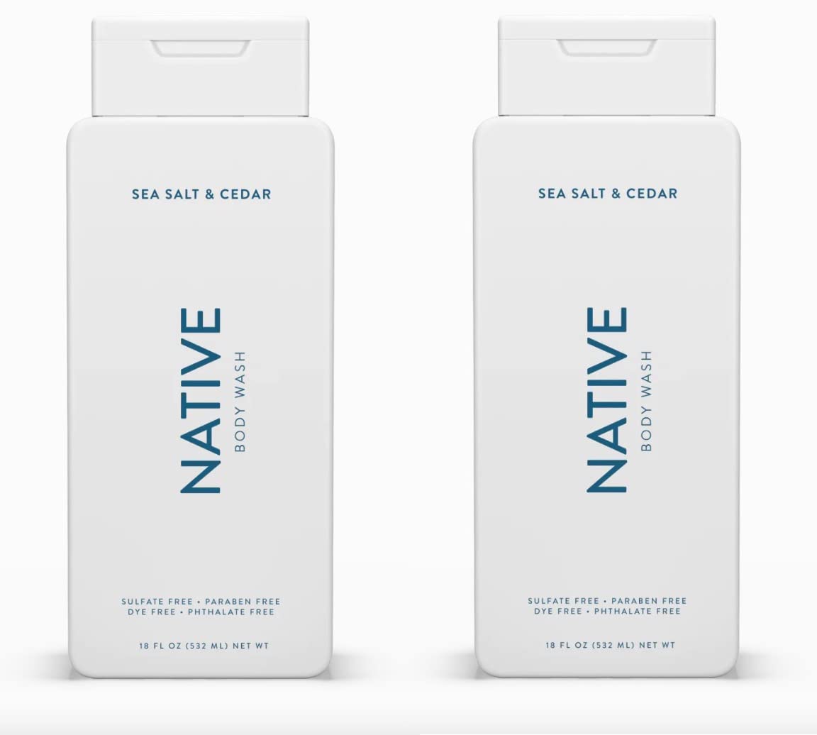 Native Body Wash Contains Naturally Derived Ingredients | For Women & Men, Sulfate, Paraben, & Dye Free Leaving Skin Soft and Hydrating | Sea Salt & Cedar 18 oz