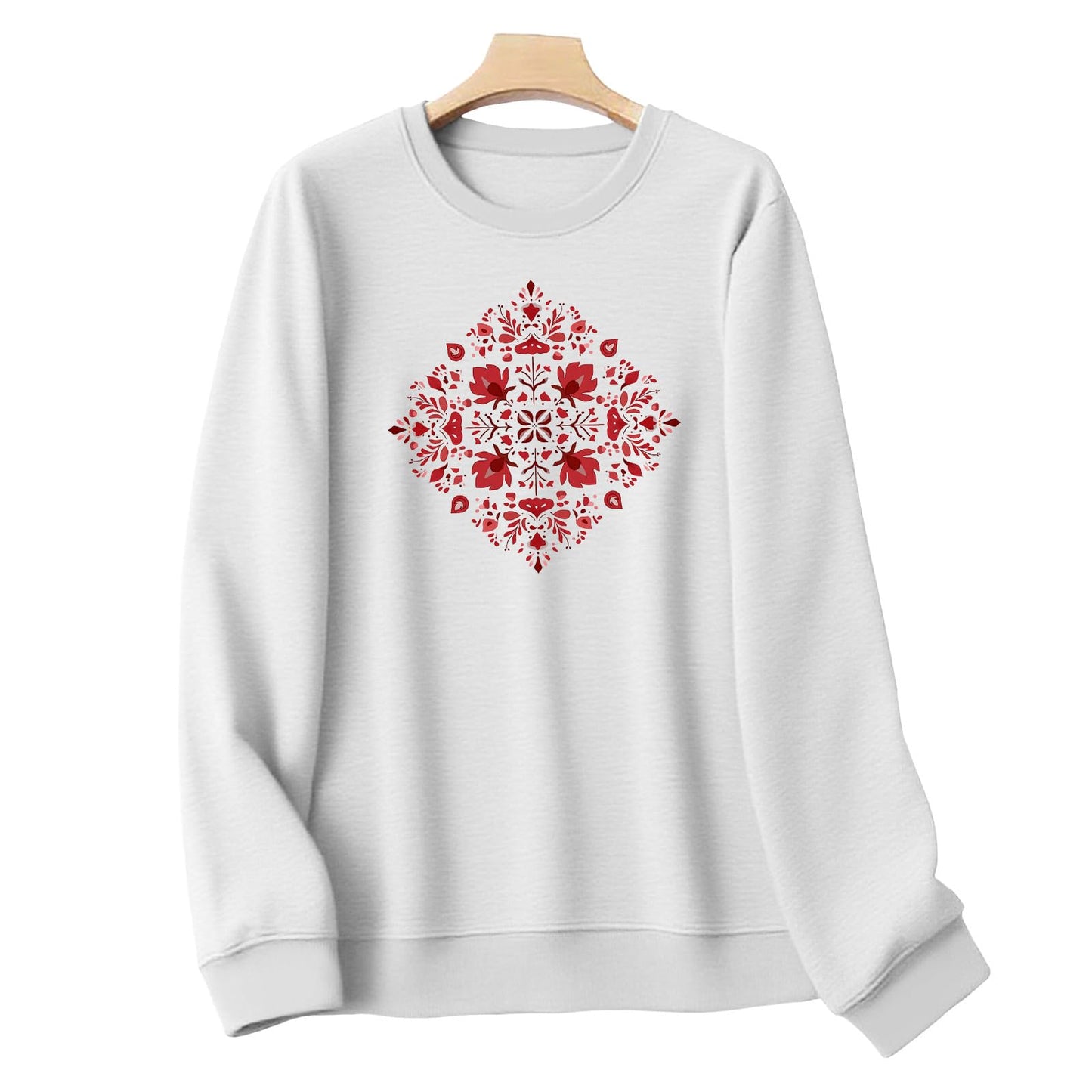 LOAIHA Womens Boho Western Skull Graphic Sweatshirt Long Sleeve Crewneck Pullover White Cotton Blend Casual Streetwear Top