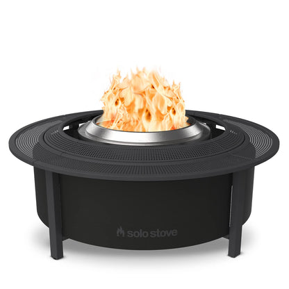 Solo Stove 42 Inch Fire Pit Surround Tabletop - Portable Protective Barrier for Wood Burning Fire Pits for Safety & Extra Space - Powder-Coated Steel and UV-Resistant Outdoor Fabric, Black