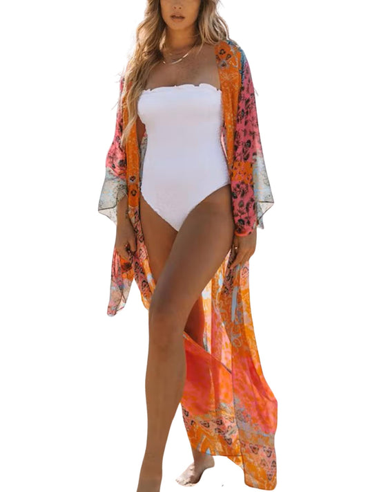 Breezy Lane Women's Kimono Cardigan Summer Swimsuit Coverups Beach Cover Up with Floral Print for Vacation