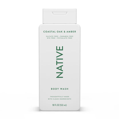 Native Body Wash Contains Naturally Derived Ingredients | For Women & Men, Sulfate, Paraben, & Dye Free Leaving Skin Soft and Hydrating | Sea Salt & Cedar 18 oz
