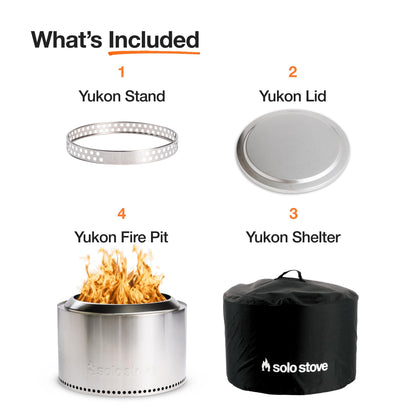 Solo Stove Yukon 27 Inch Smokeless Fire Pit with Removable Ash Pan - Wood Burning Portable Stainless Steel Outdoor Fireplace, Stainless Steel, Ideal for 6 or More People, 38 lbs