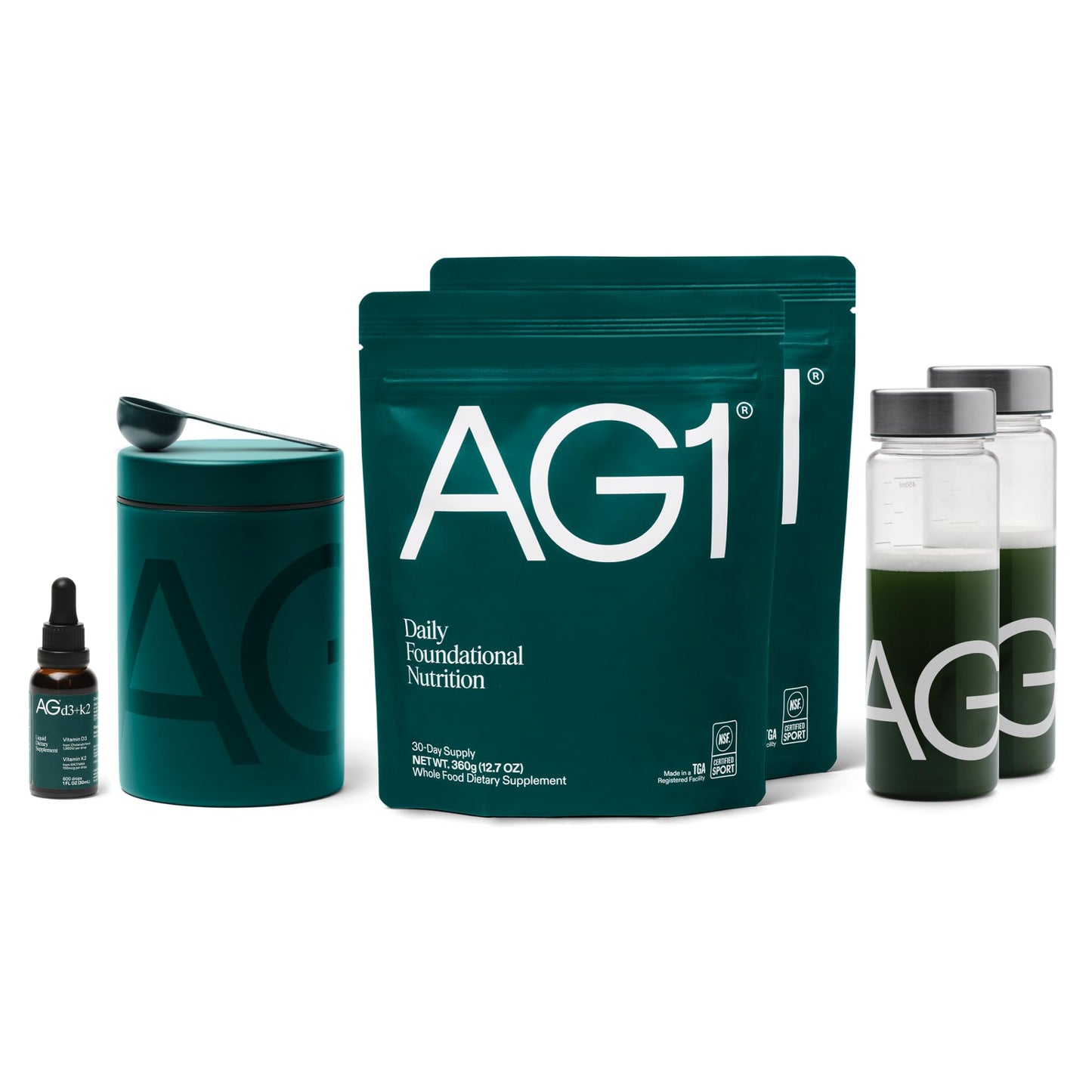 AG1 Greens Powder Supplement | Improve Gut Health | Multivitamin, Probiotic, Gluten Free, Vegan and Keto Friendly | Shaker & Scoop Included | 75 Vitamins (Athletic Greens), Classic Formula