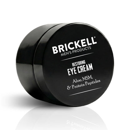 Brickell Men's Restoring Under Eye Cream for Men, Anti Aging Eye Balm To Reduce Puffiness, Wrinkles, Dark Circles, Crows Feet & Eye Bags, Caffeine, Hyaluronic Acid & Protein Peptides, 0.5oz, Unscented