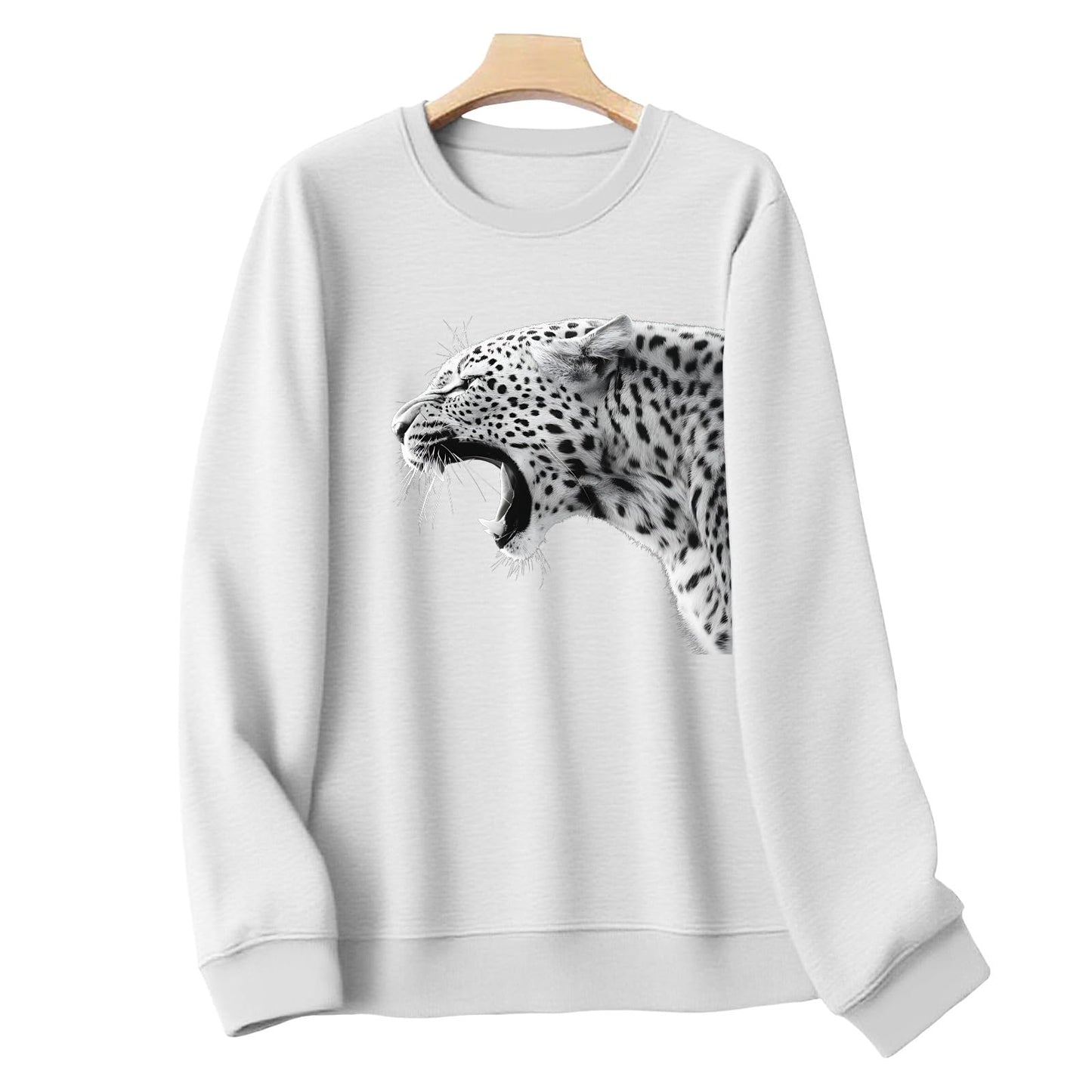 LOAIHA Womens Boho Western Skull Graphic Sweatshirt Long Sleeve Crewneck Pullover White Cotton Blend Casual Streetwear Top