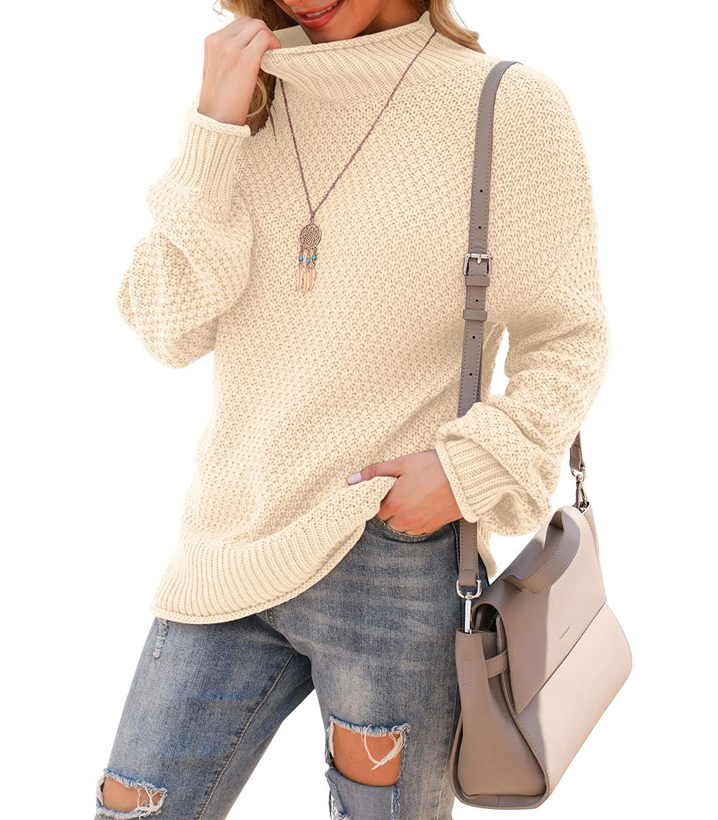 Jouica Women's Turtleneck Oversized Sweaters Batwing Long Sleeve Pullover Loose Chunky Knit Jumper