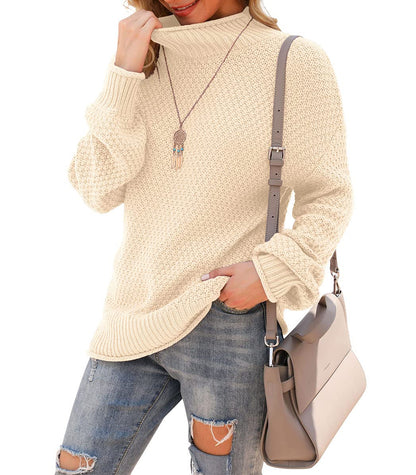 Jouica Women's Turtleneck Oversized Sweaters Batwing Long Sleeve Pullover Loose Chunky Knit Jumper