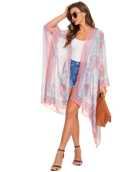 Breezy Lane Women's Kimono Cardigan Summer Swimsuit Coverups Beach Cover Up with Floral Print for Vacation