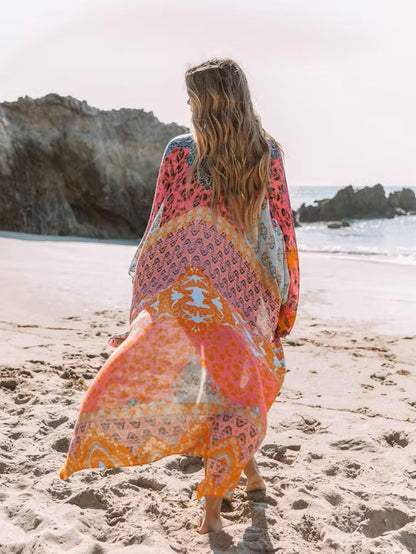Breezy Lane Women's Kimono Cardigan Summer Swimsuit Coverups Beach Cover Up with Floral Print for Vacation