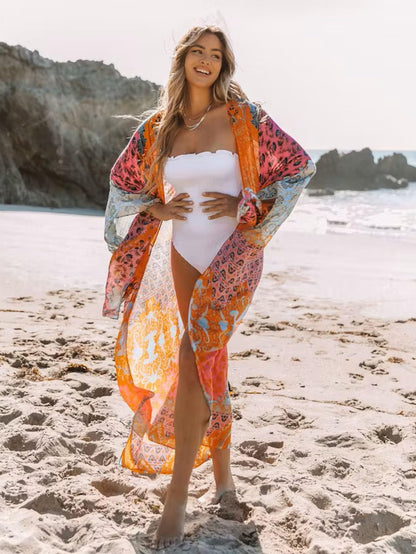 Breezy Lane Women's Kimono Cardigan Summer Swimsuit Coverups Beach Cover Up with Floral Print for Vacation