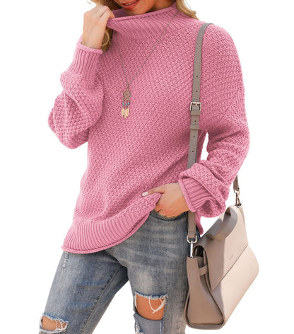 Jouica Women's Turtleneck Oversized Sweaters Batwing Long Sleeve Pullover Loose Chunky Knit Jumper