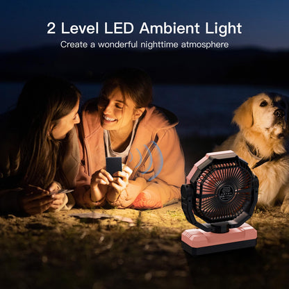 FRIZCOL 3-in-1 Camping Fan - Portable Fans Rechargeable - 24000mAh Battery Powered Fan with Light & Remote for Indoor, Outdoor, Tent, Travel, Fishing, Jobsite, Gifts for Men Dad Him - Green