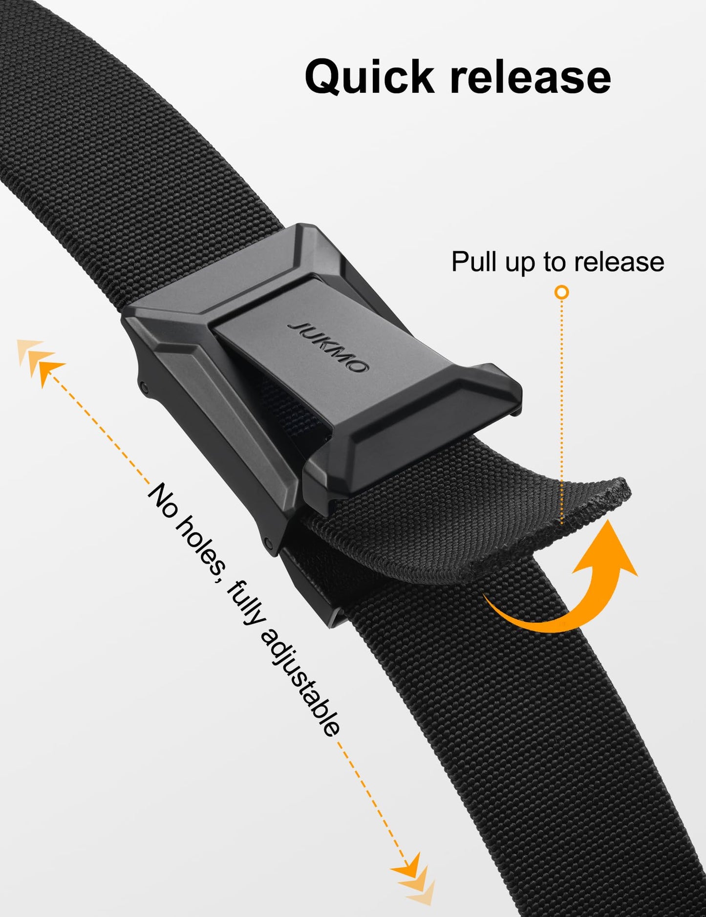 JUKMO Stretch Tactical Belt for Men, Military Work Rigger Hiking 1.5" Elastic Nylon Web Ratchet Quick Release Belt