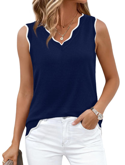 WIHOLL Tank Tops for Women Sleeveless Summer Tops Spring Fashion Lightweight Sweater Vest V Neck Business Casual Outfits