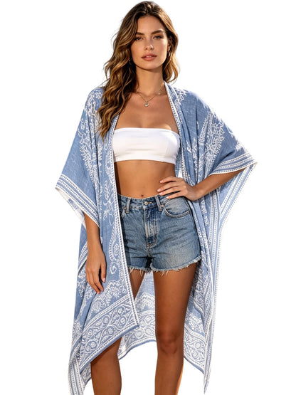 Breezy Lane Women's Kimono Cardigan Summer Swimsuit Coverups Beach Cover Up with Floral Print for Vacation
