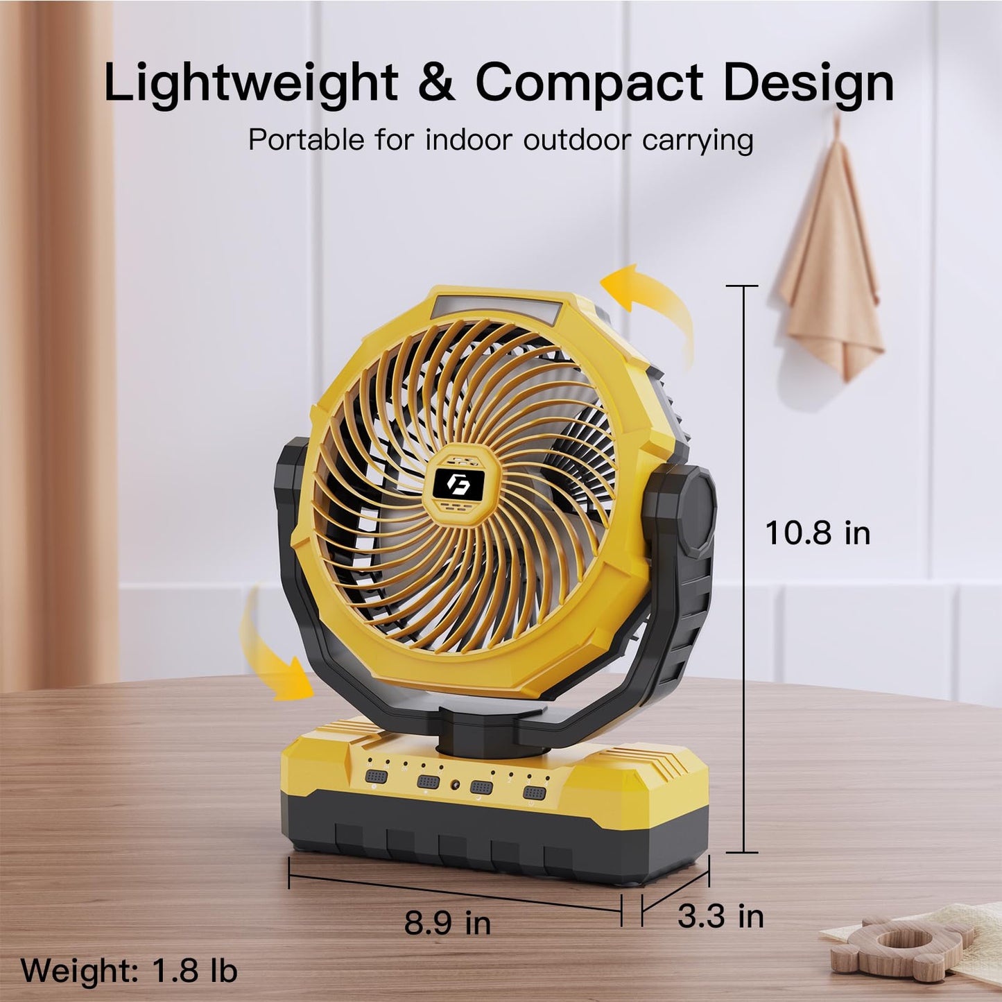 FRIZCOL 3-in-1 Camping Fan - Portable Fans Rechargeable - 24000mAh Battery Powered Fan with Light & Remote for Indoor, Outdoor, Tent, Travel, Fishing, Jobsite, Gifts for Men Dad Him - Green