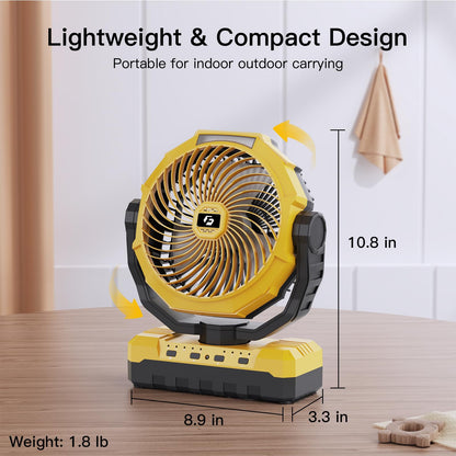 FRIZCOL 3-in-1 Camping Fan - Portable Fans Rechargeable - 24000mAh Battery Powered Fan with Light & Remote for Indoor, Outdoor, Tent, Travel, Fishing, Jobsite, Gifts for Men Dad Him - Green