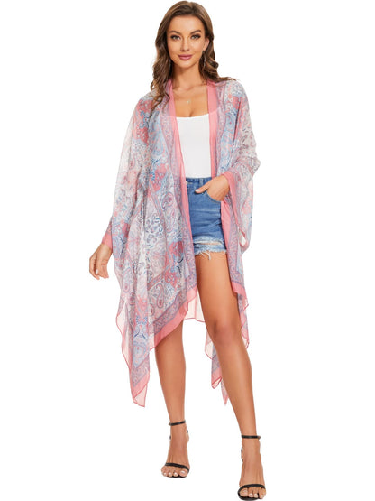 Breezy Lane Women's Kimono Cardigan Summer Swimsuit Coverups Beach Cover Up with Floral Print for Vacation