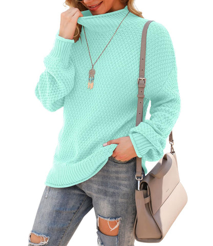 Jouica Women's Turtleneck Oversized Sweaters Batwing Long Sleeve Pullover Loose Chunky Knit Jumper