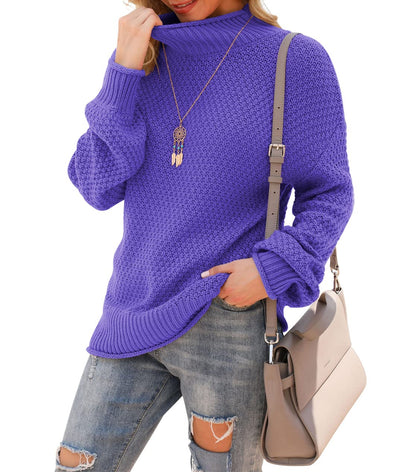 Jouica Women's Turtleneck Oversized Sweaters Batwing Long Sleeve Pullover Loose Chunky Knit Jumper
