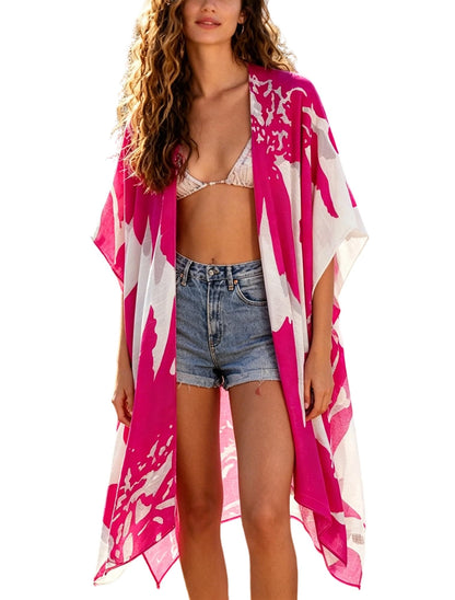 Breezy Lane Women's Kimono Cardigan Summer Swimsuit Coverups Beach Cover Up with Floral Print for Vacation