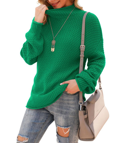 Jouica Women's Turtleneck Oversized Sweaters Batwing Long Sleeve Pullover Loose Chunky Knit Jumper