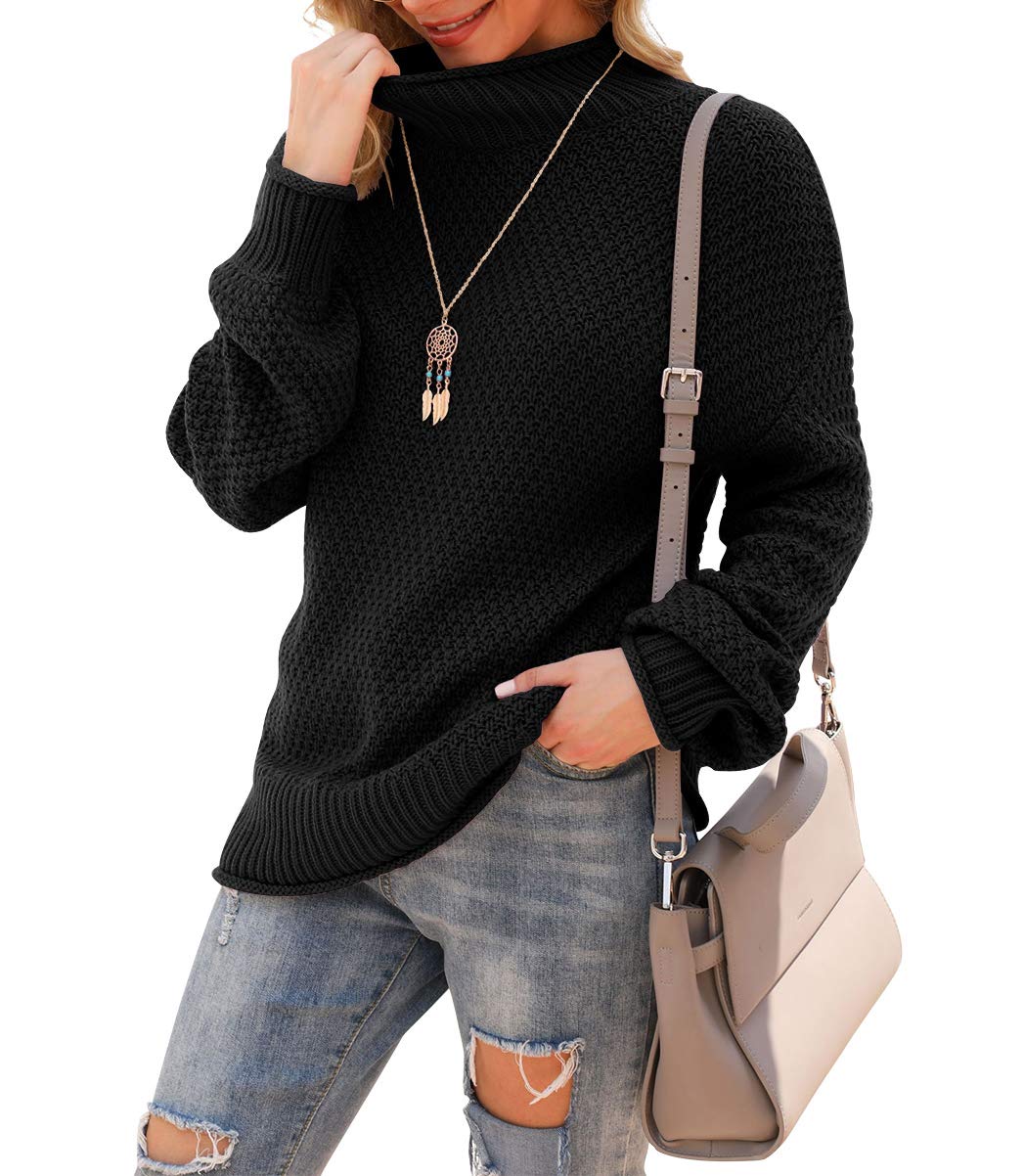 Jouica Women's Turtleneck Oversized Sweaters Batwing Long Sleeve Pullover Loose Chunky Knit Jumper
