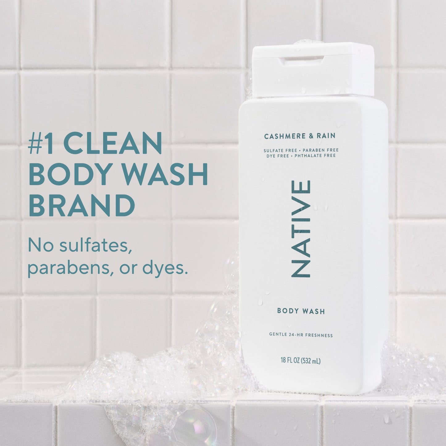 Native Body Wash Contains Naturally Derived Ingredients | For Women & Men, Sulfate, Paraben, & Dye Free Leaving Skin Soft and Hydrating | Sea Salt & Cedar 18 oz
