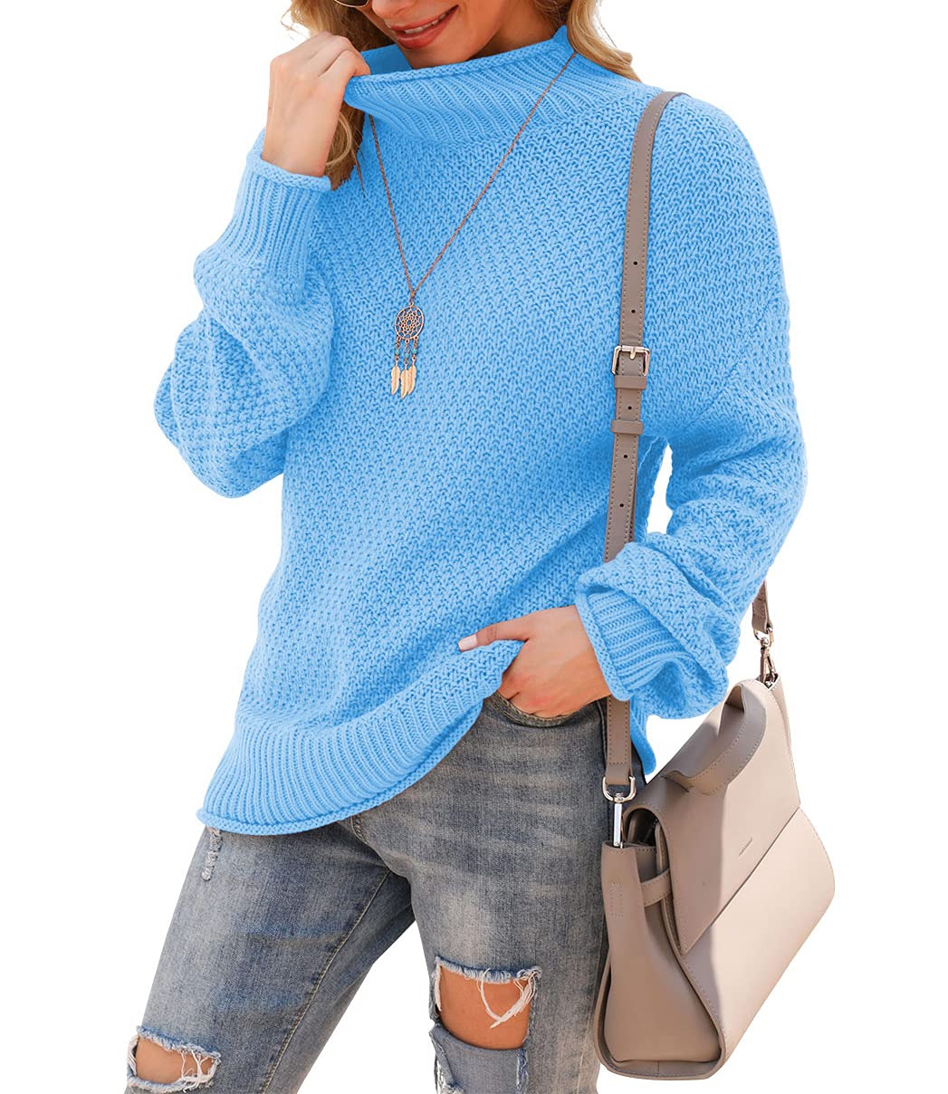 Jouica Women's Turtleneck Oversized Sweaters Batwing Long Sleeve Pullover Loose Chunky Knit Jumper