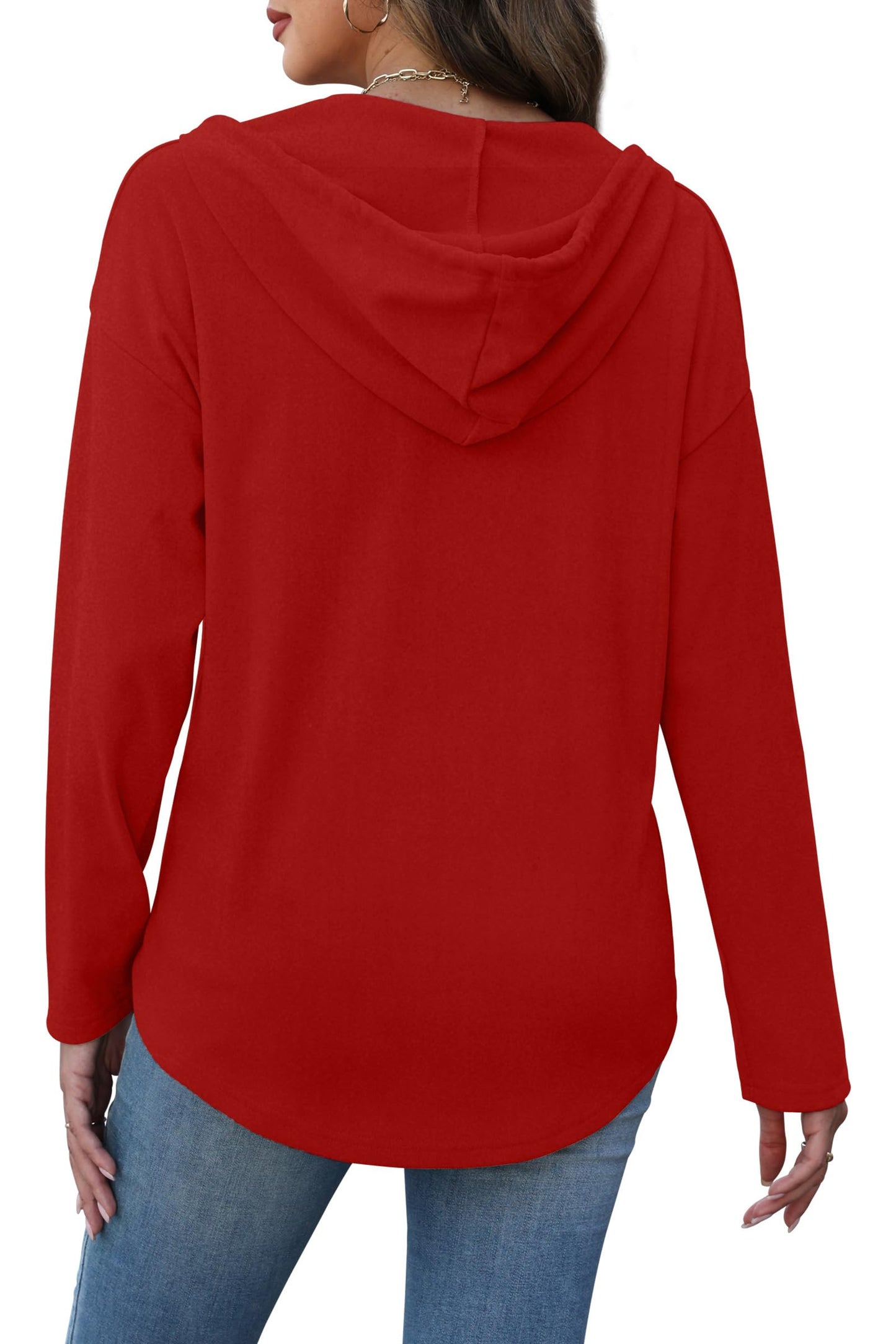 RUMIA Womens Tops V Neck Button Sweatshirt for Women Pullover Long Sleeve Shirts Fall Outfits 2025 Loose Fit S-3XL