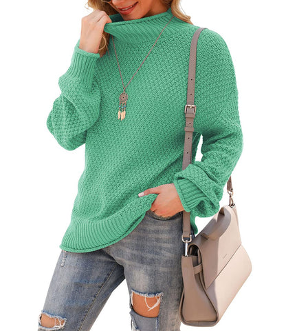 Jouica Women's Turtleneck Oversized Sweaters Batwing Long Sleeve Pullover Loose Chunky Knit Jumper