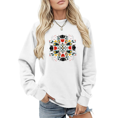 LOAIHA Womens Boho Western Skull Graphic Sweatshirt Long Sleeve Crewneck Pullover White Cotton Blend Casual Streetwear Top