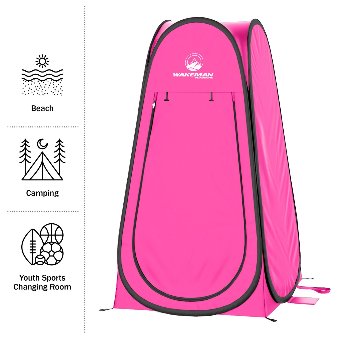 Wakeman Pop Up Changing Tent, 3.3 x 3.3 x 6.2ft, Camping Shower Tent for Portable Toilet Stall or Dressing Room with Carry Bag for Camping, Beach, or Tailgate, Polyester