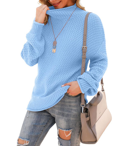 Jouica Women's Turtleneck Oversized Sweaters Batwing Long Sleeve Pullover Loose Chunky Knit Jumper