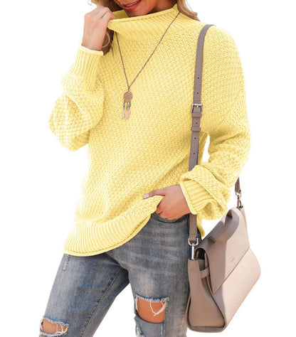 Jouica Women's Turtleneck Oversized Sweaters Batwing Long Sleeve Pullover Loose Chunky Knit Jumper