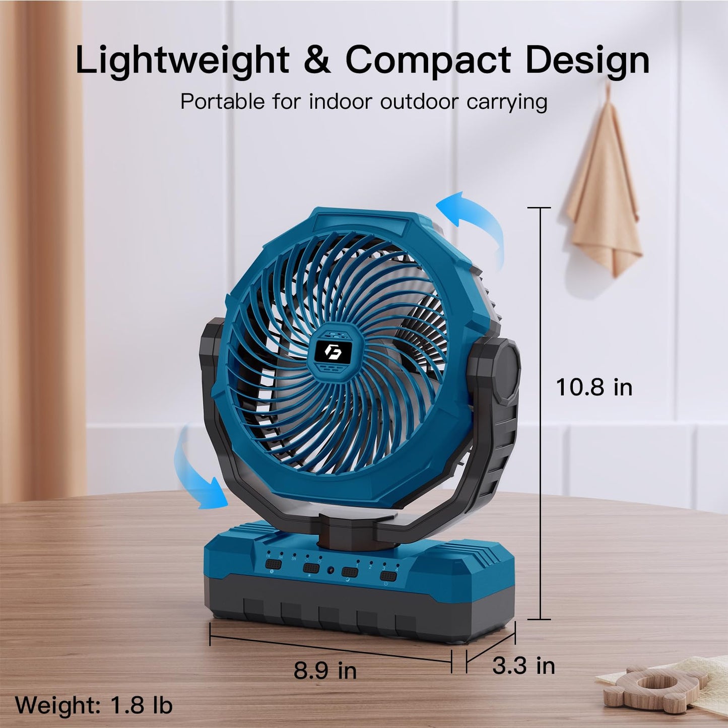 FRIZCOL 3-in-1 Camping Fan - Portable Fans Rechargeable - 24000mAh Battery Powered Fan with Light & Remote for Indoor, Outdoor, Tent, Travel, Fishing, Jobsite, Gifts for Men Dad Him - Green