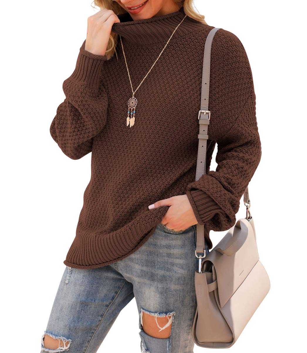 Jouica Women's Turtleneck Oversized Sweaters Batwing Long Sleeve Pullover Loose Chunky Knit Jumper