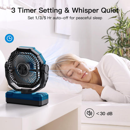 FRIZCOL 3-in-1 Camping Fan - Portable Fans Rechargeable - 24000mAh Battery Powered Fan with Light & Remote for Indoor, Outdoor, Tent, Travel, Fishing, Jobsite, Gifts for Men Dad Him - Green