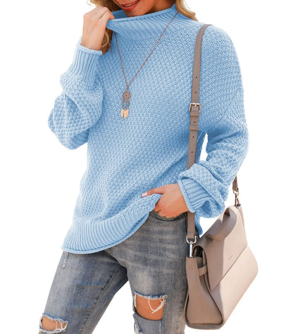 Jouica Women's Turtleneck Oversized Sweaters Batwing Long Sleeve Pullover Loose Chunky Knit Jumper