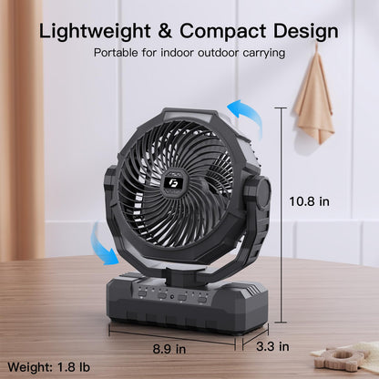 FRIZCOL 3-in-1 Camping Fan - Portable Fans Rechargeable - 24000mAh Battery Powered Fan with Light & Remote for Indoor, Outdoor, Tent, Travel, Fishing, Jobsite, Gifts for Men Dad Him - Green