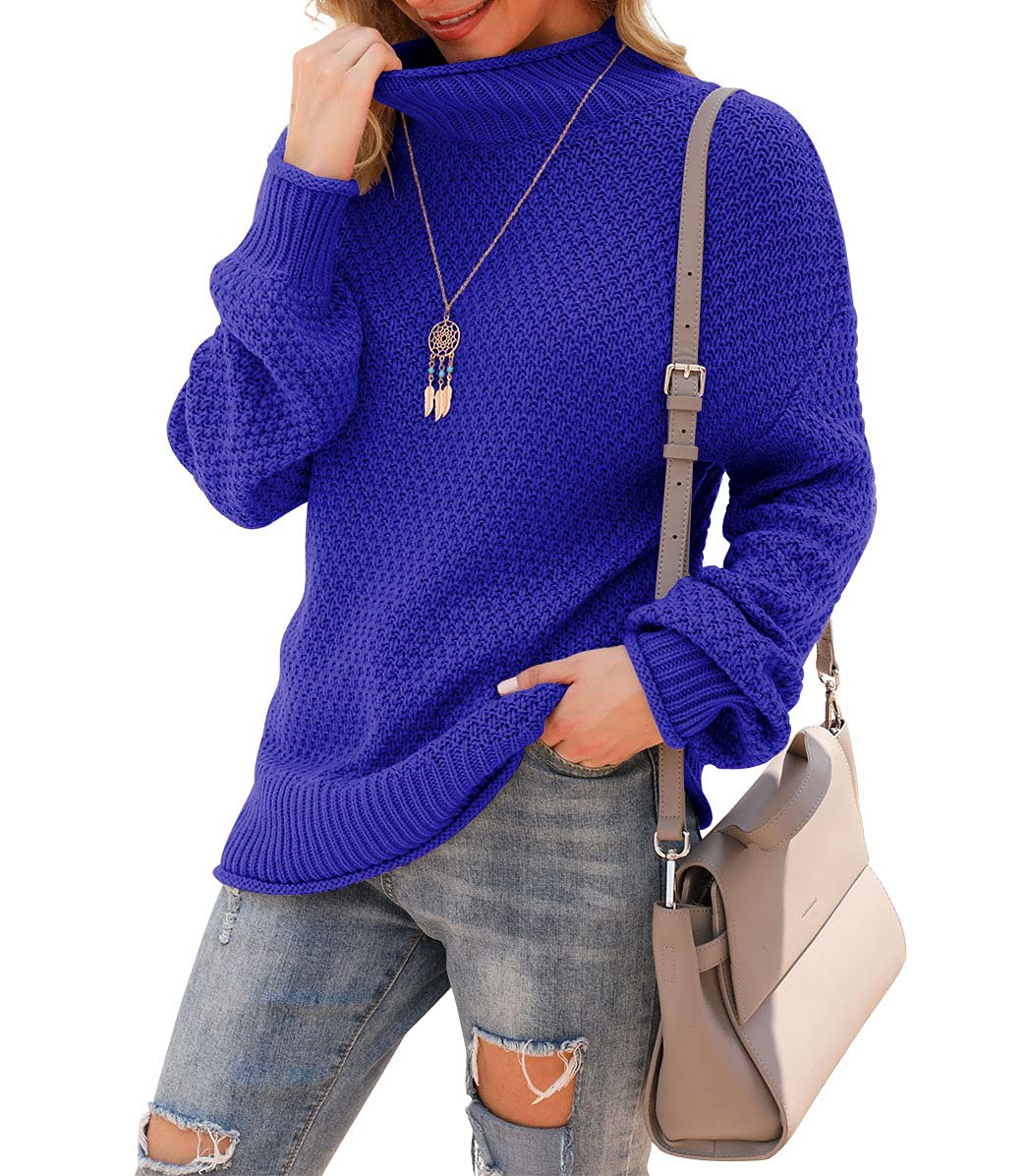 Jouica Women's Turtleneck Oversized Sweaters Batwing Long Sleeve Pullover Loose Chunky Knit Jumper