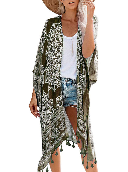 Breezy Lane Women's Kimono Cardigan Summer Swimsuit Coverups Beach Cover Up with Floral Print for Vacation