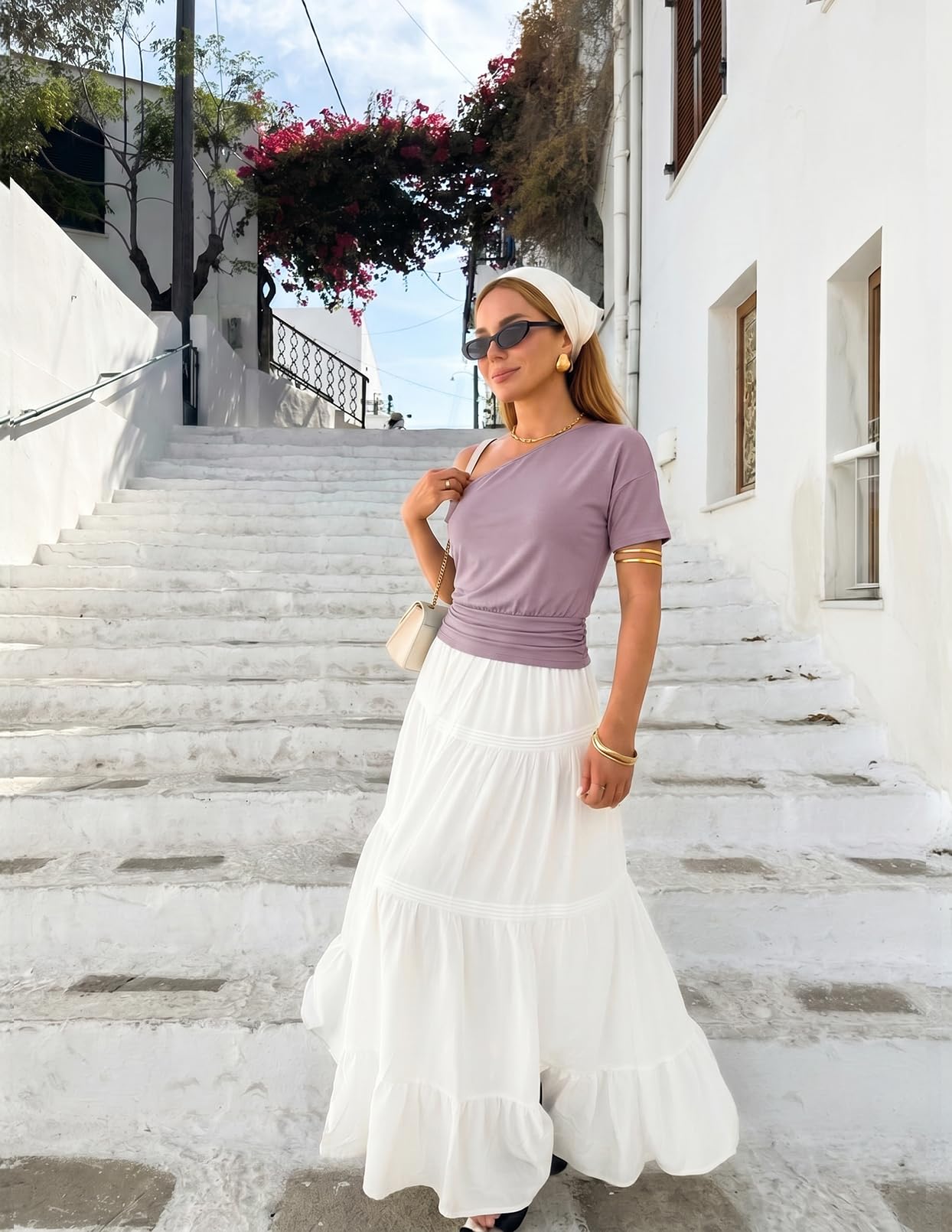 MEROKEETY Women's Off The Shoulder Short Sleeve Tops 2026 Summer Casual Going Out Trendy Y2k T Shirts