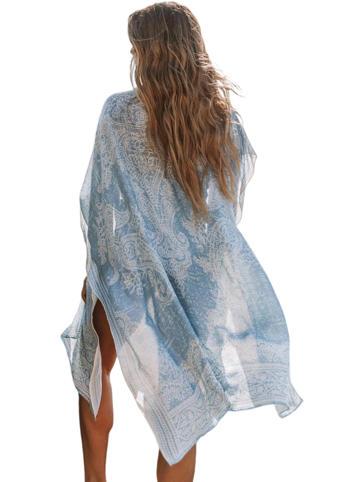 Breezy Lane Women's Kimono Cardigan Summer Swimsuit Coverups Beach Cover Up with Floral Print for Vacation